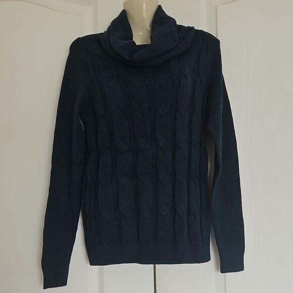 Suzy Shier Knitted Turtle Neck Long Sleeves Sweater XS Blue - Picture 2 of 16